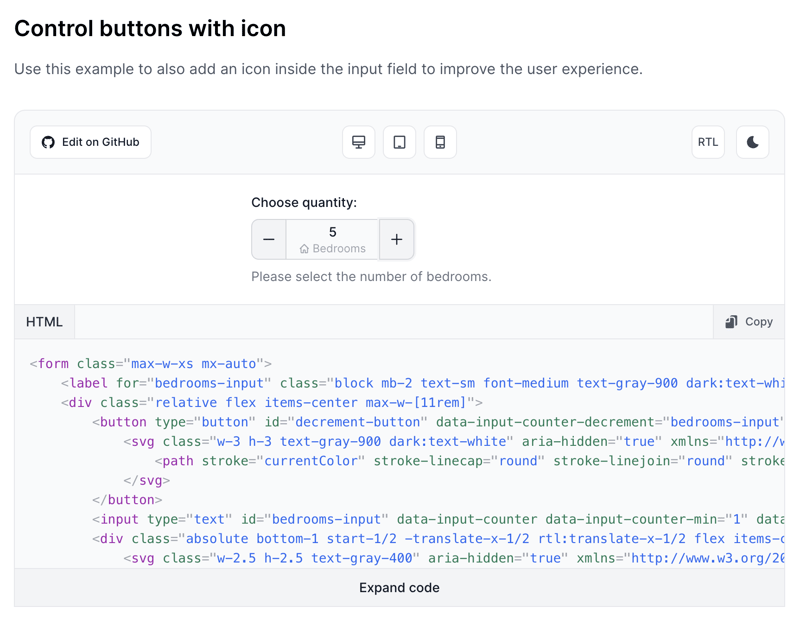 Control buttons with icon - Flowbite