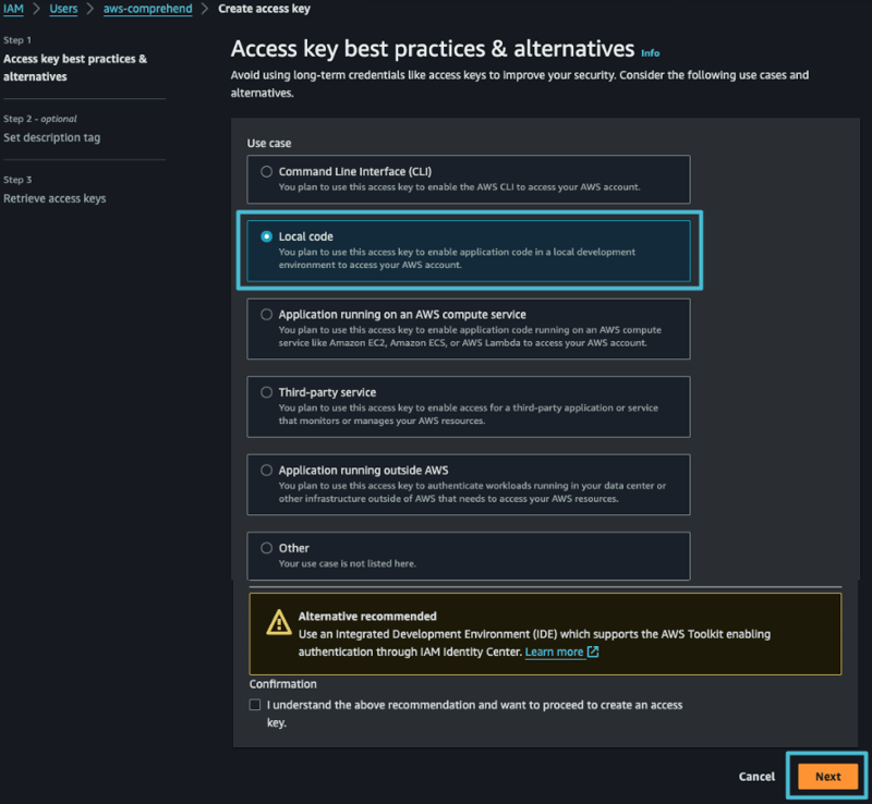 Selecting local code