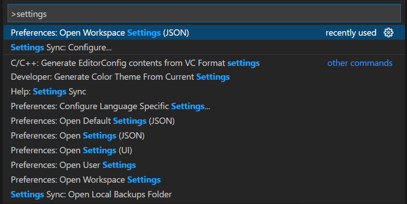 vscode settings