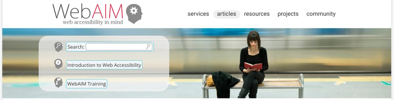 WebAIM: web accessibility in mind: Web Content Accessibility Guidelines, homepage screenshot