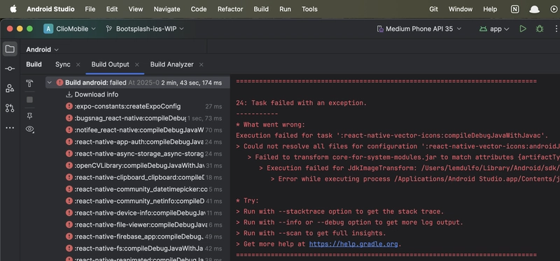 Android Studio Build Failing