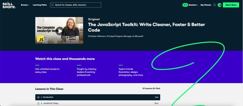 Skillshare Course on JavaScript Development by Christian Heilmann