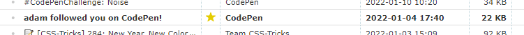 screenshot of email notification saying Adam followed me on codepen