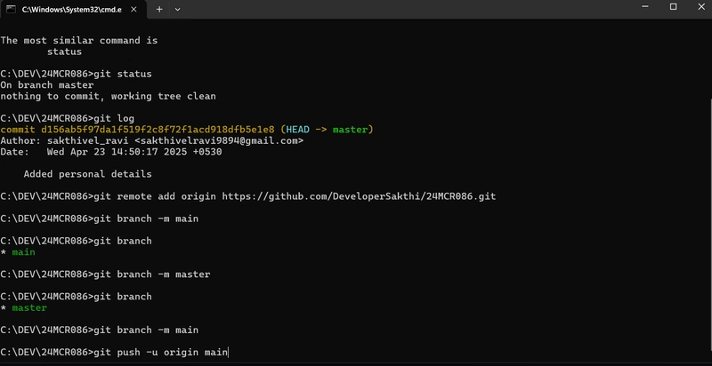 Step-by-Step Git Commands for First-Time Repo Setup(with GitHub)