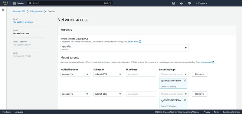 Amazon EFS - Create a file system