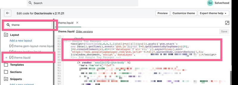 Add GTM into Shopify theme Files - 2