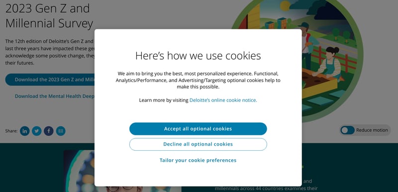 Deloitte Gen-Z report, obscured by cookie banner