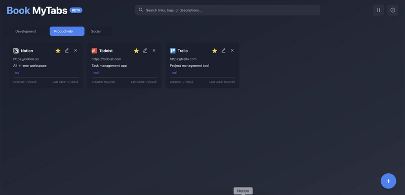 Tired of Messy Bookmarks? Try BookMyTabs — Sleek, Smart, and in Beta!