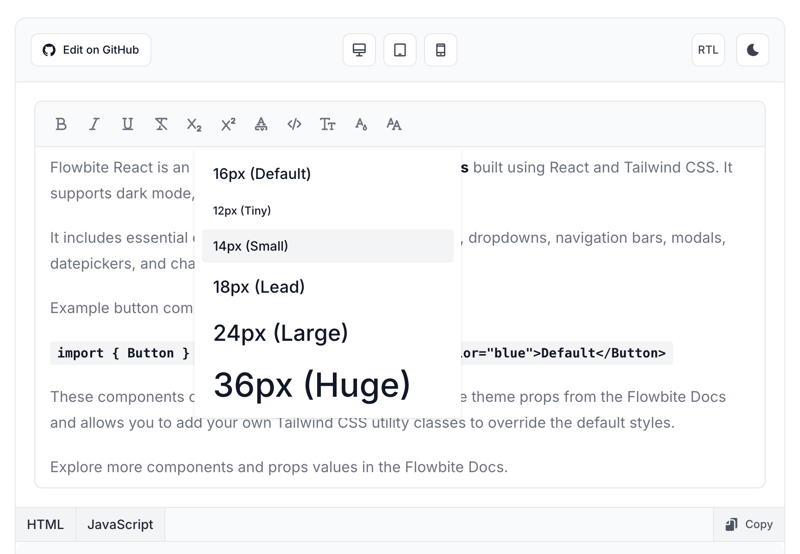 Tailwind CSS WYSIWYG formatting