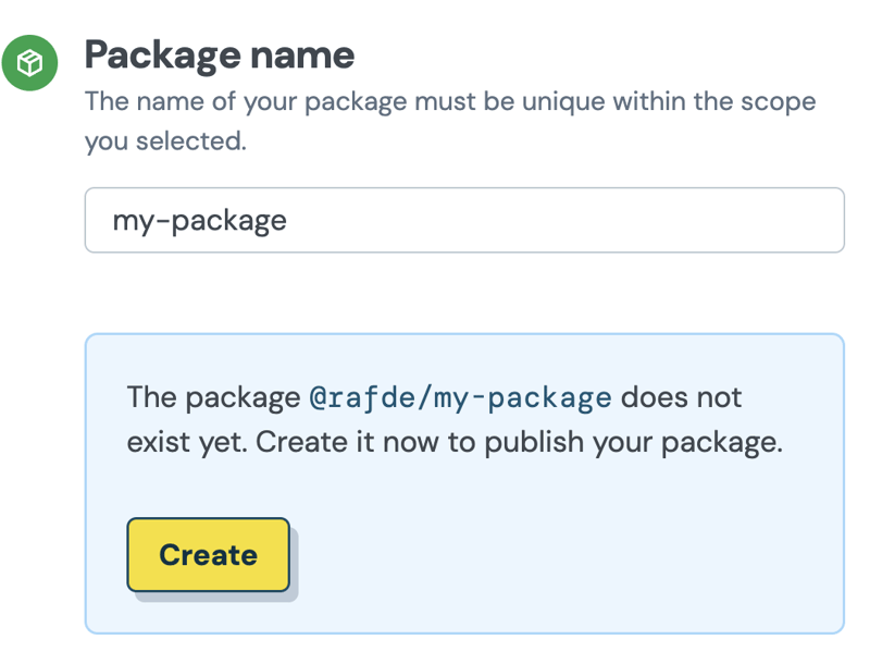 name package and create