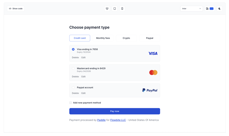 Tailwind CSS Payment Form with tabs