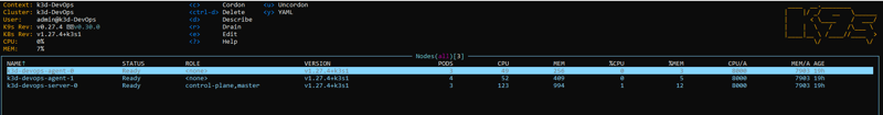 k3d cluster using k9s