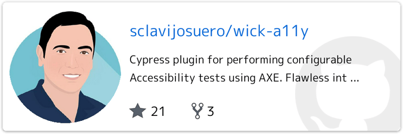 Information card showing wick-a11y GitHub repo details.