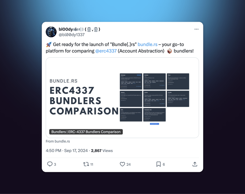 Bundle.rs Launch: Compare Top ERC-4337 Bundlers Easily