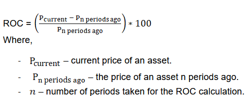 Rate of Change (ROC) indicator formula