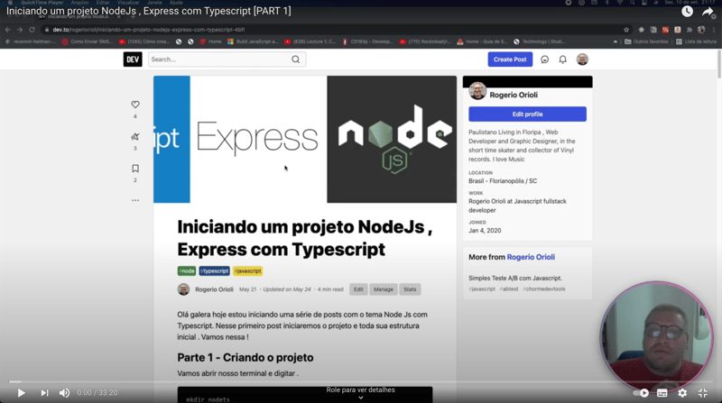 Iniciando um projeto NodeJs , Express com Typescript