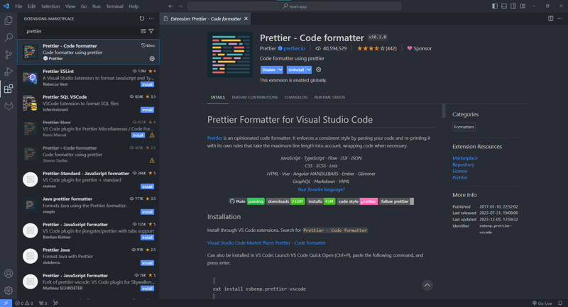 Prettier - Code formatter