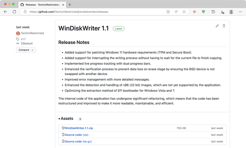 WinDiskWriter GitHub Release Page