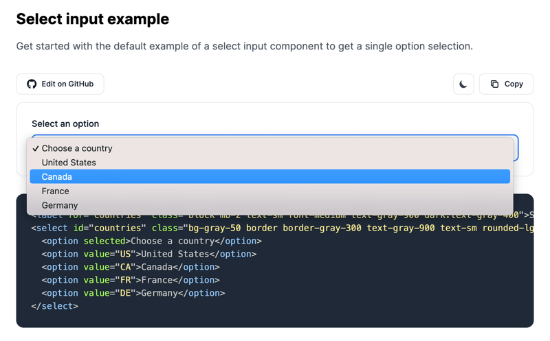 Tailwind CSS Select