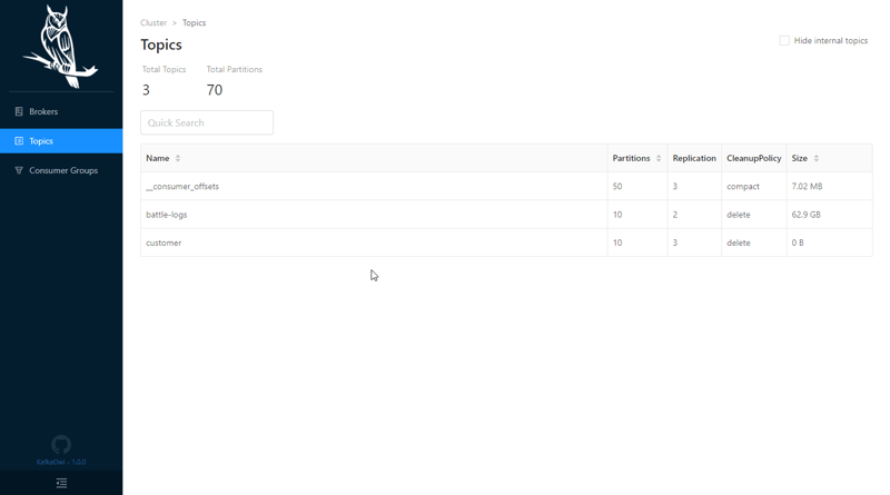 Kafka Owl dashboard