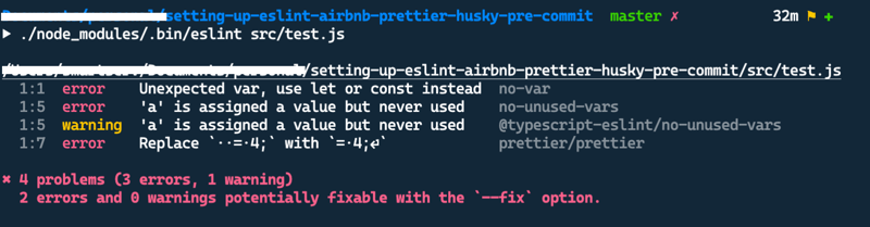 Formatting errors are overridden by Prettier