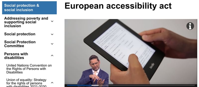 Screenshot from the official video about the European Accessibility act