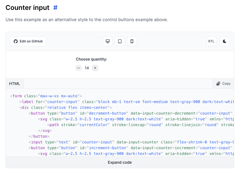 Tailwind CSS Counter Input - Flowbite