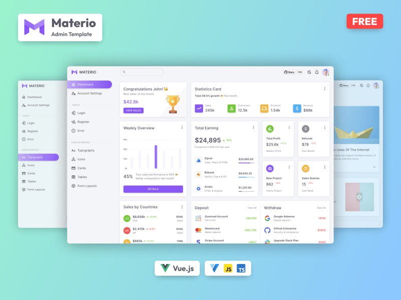 Materio – Vuetify Vuejs 3 Admin Template