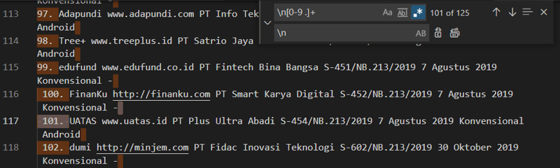 Regex including newline