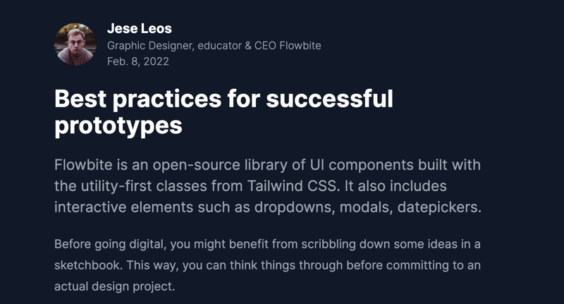 Tailwind CSS Blog Dark Mode