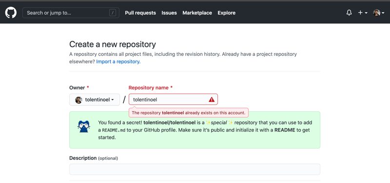 Create your repo under your Github username