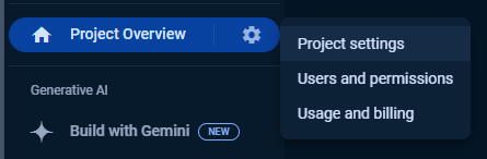 project settings button