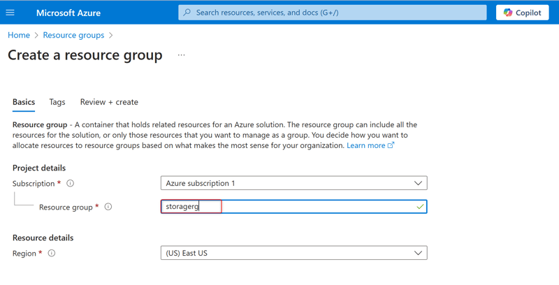 resource group name