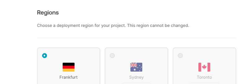 select the region where the appwrite server is