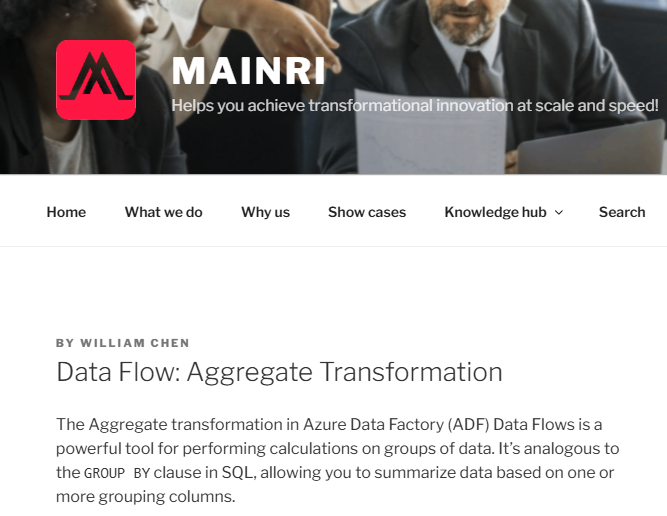 Data Flow: Aggregate Transformation