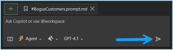 Clicking the airplane to execute the prompt file