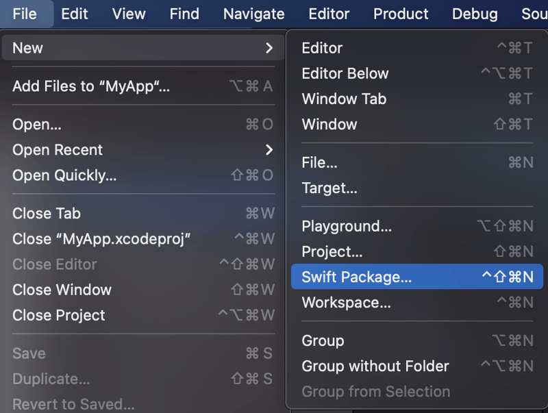 Swift Package creation in menu bar