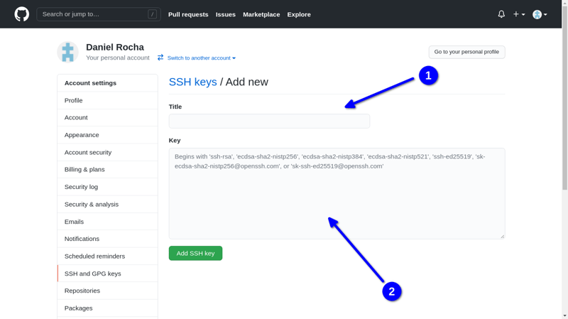 Configurando chave SSH no Github - imagem 3