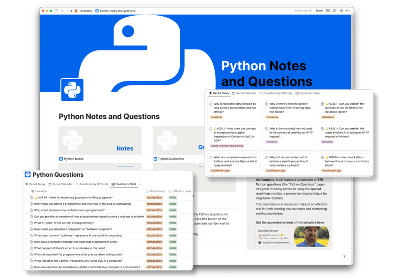 Python Notes and Questions Template