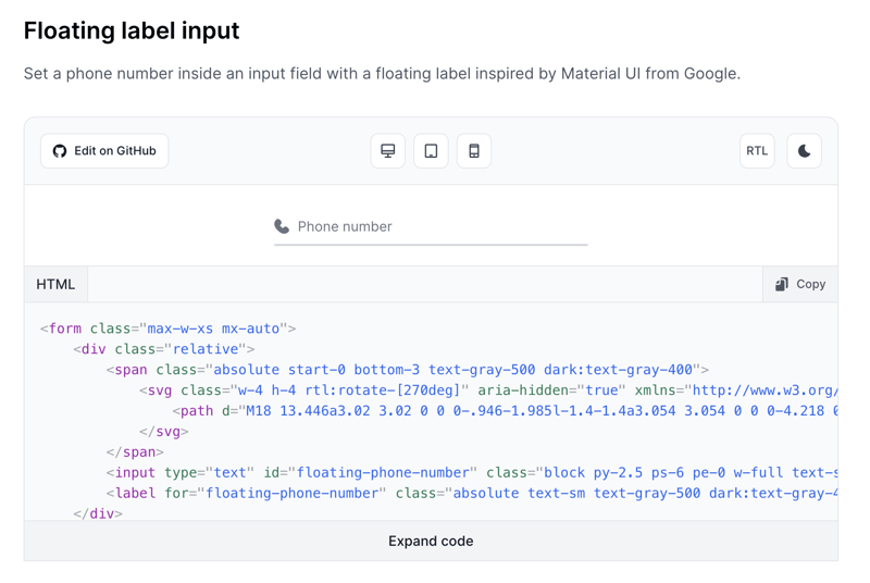 Tailwind CSS Floating Label Input