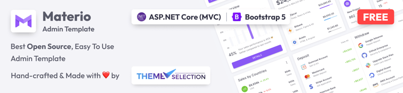 Materio Free Asp NET Core MVC Admin Template