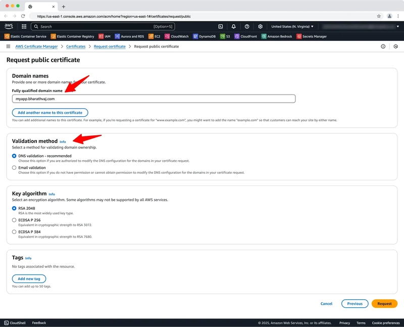 How to get a free AWS SSL certificate for your service