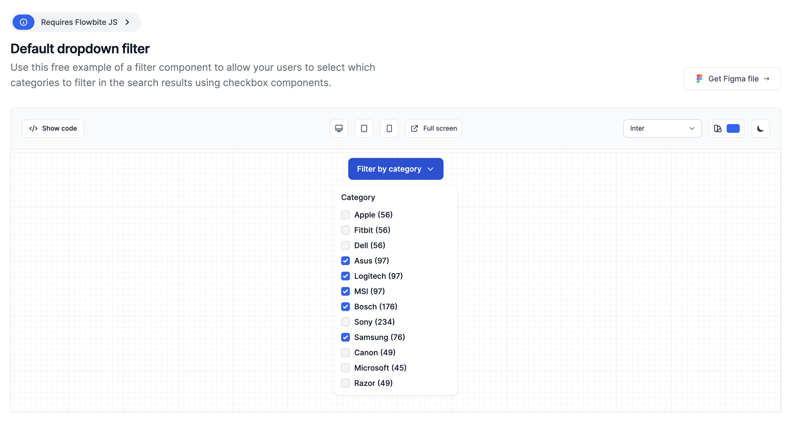 Tailwind CSS Filter Component