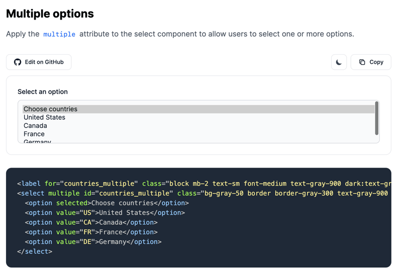 Tailwind CSS Multiple Select