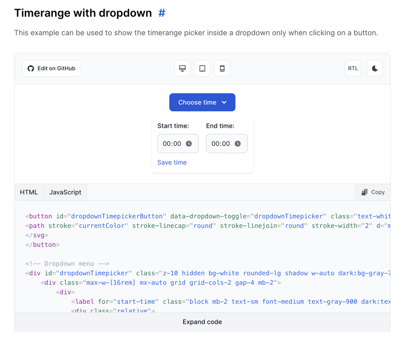 Tailwind CSS timerange