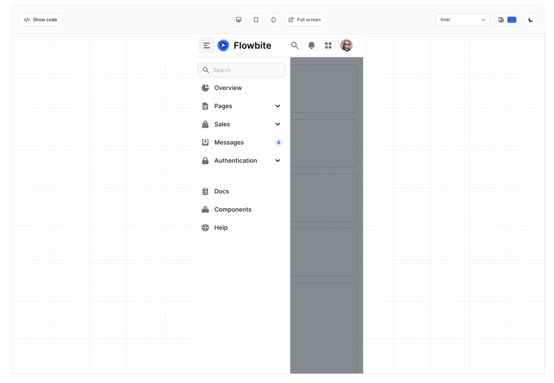 Tailwind CSS Application Shell Layouts Mobile Version