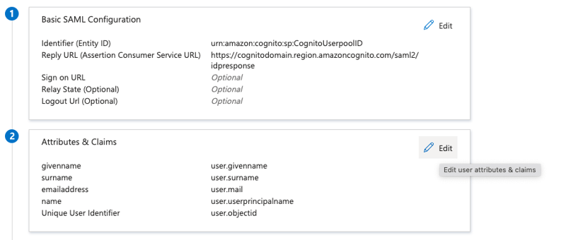 Edit User Attributes & Claims