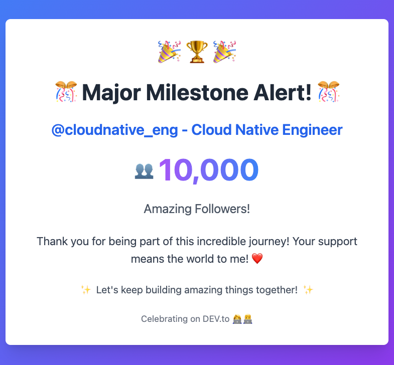 10,000 Followers on Dev.to