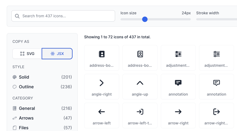 Flowbite Icons - Copy as feature