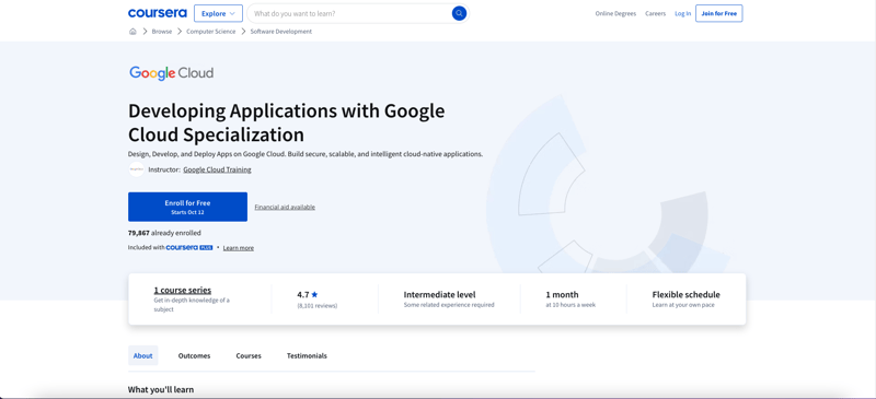 Developing Applications with Google Cloud Specialization course on Coursera